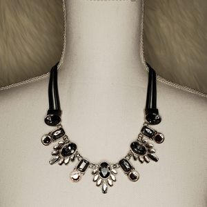 Statement Necklace - charcoal/light rose stones